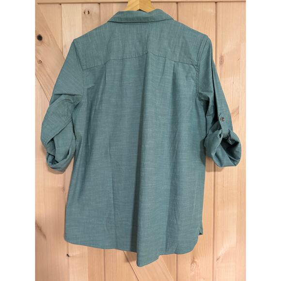 L.L. Bean | NWOT Women's Light Teal Cotton Button Up Long Sleeve Shirt | Size L - Picture 7 of 12